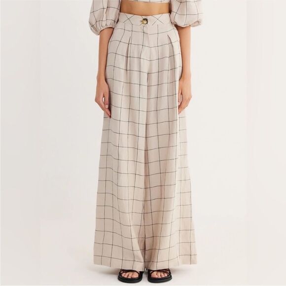 Revolve x Rumer The Label Quinn Pant Ivory‎ Plaid Size XS - Picture 1 of 12